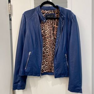 Black Rivet Leather Jacket (Navy Blue Color)